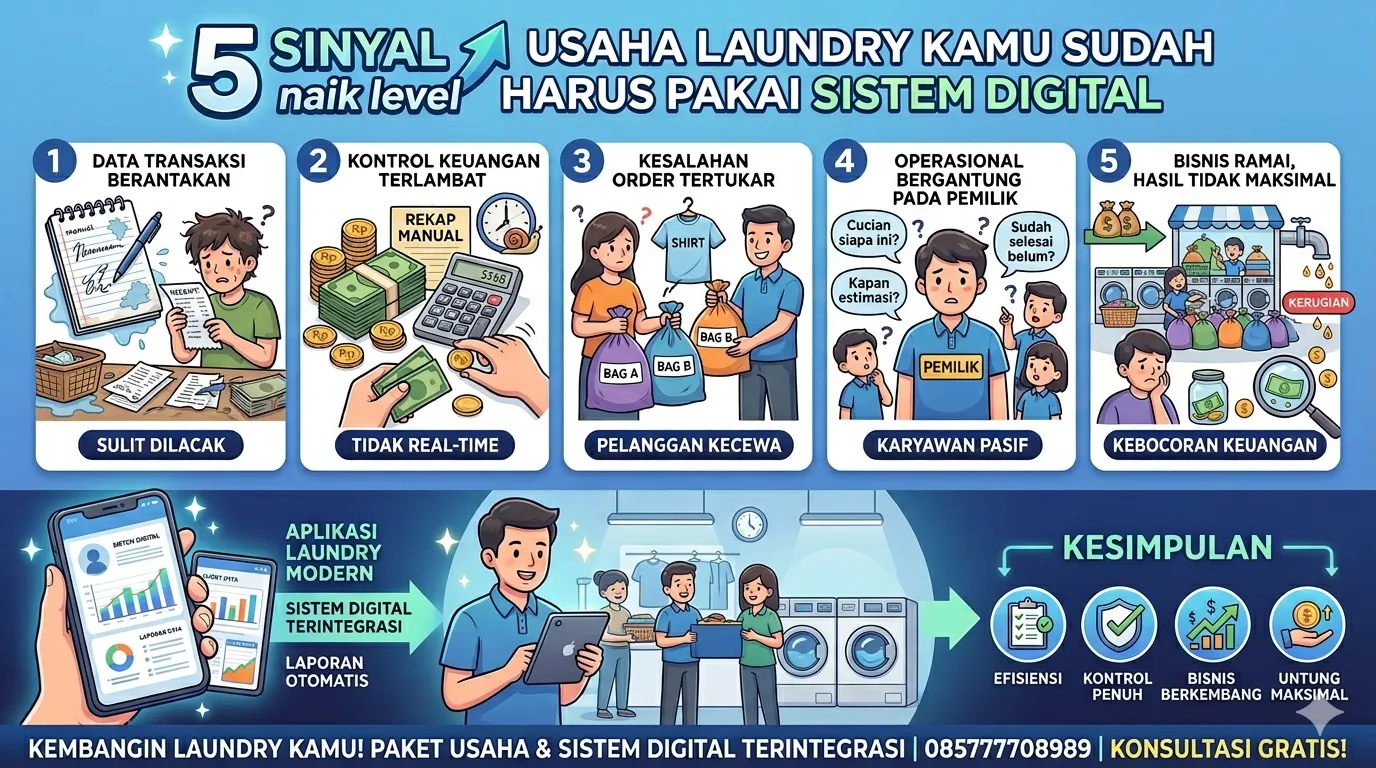 5 Sinyal Usaha Laundry Kamu Sudah Harus Pakai Sistem Digital