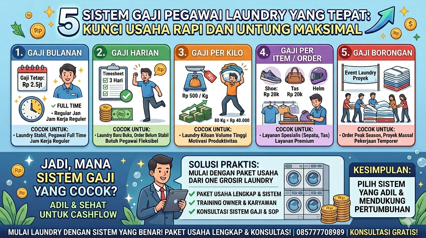 Sistem Gaji Pegawai Laundry yang Tepat, Biar Usaha Lebih Rapi dan Untung Maksimal