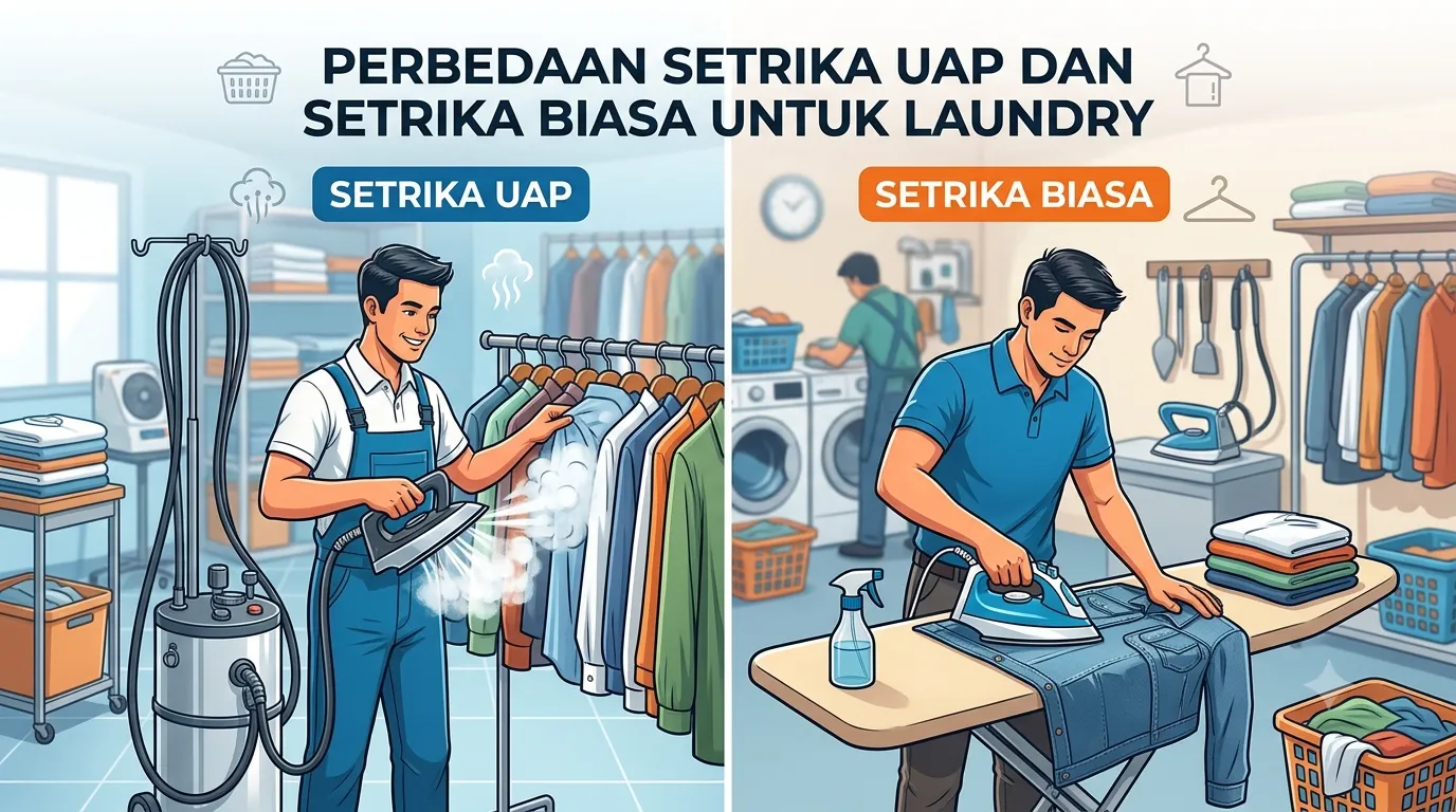 Perbedaan Setrika Uap dan Setrika Biasa untuk Laundry
