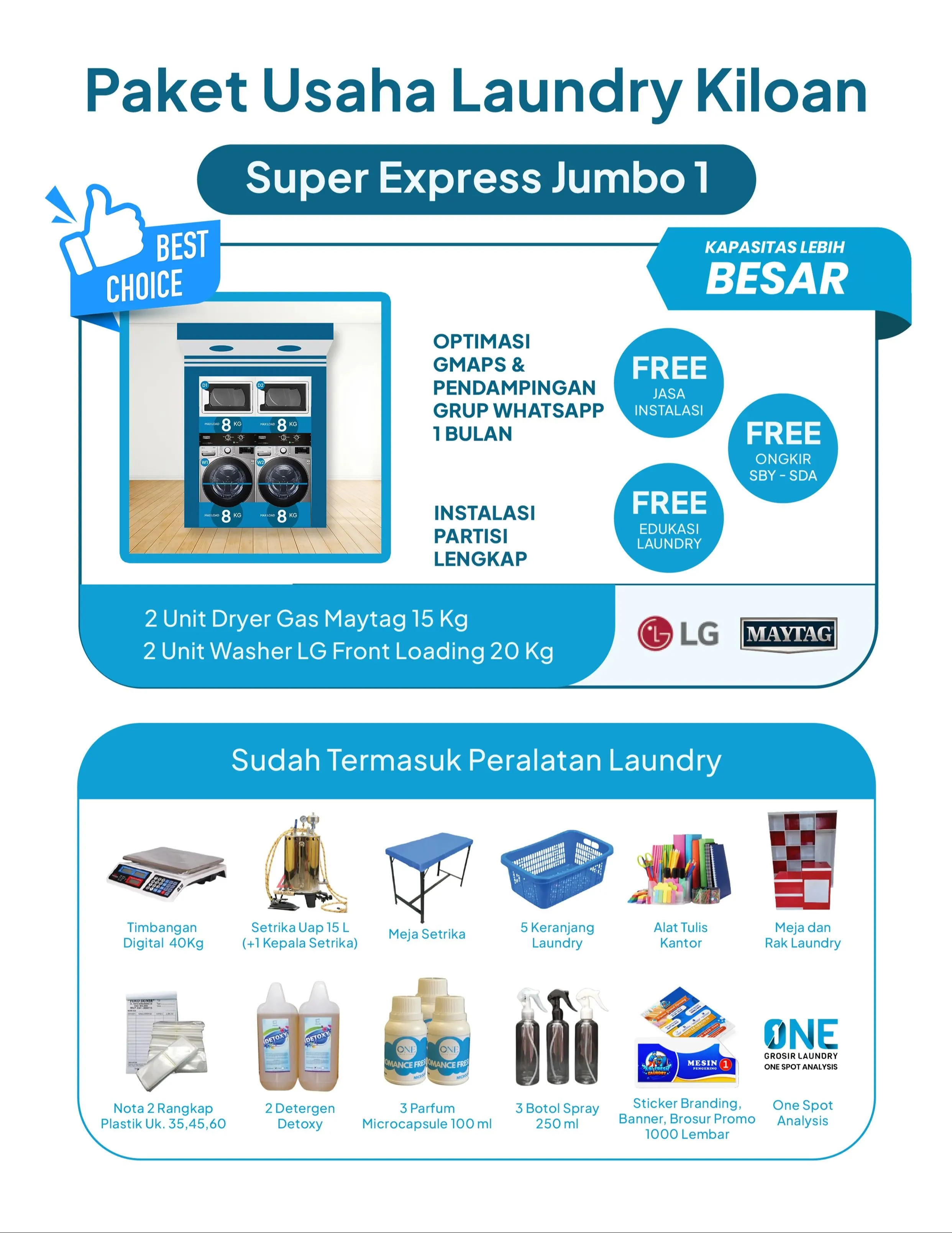 Paket Usaha Laundry Kiloan Kapasitas Besar 