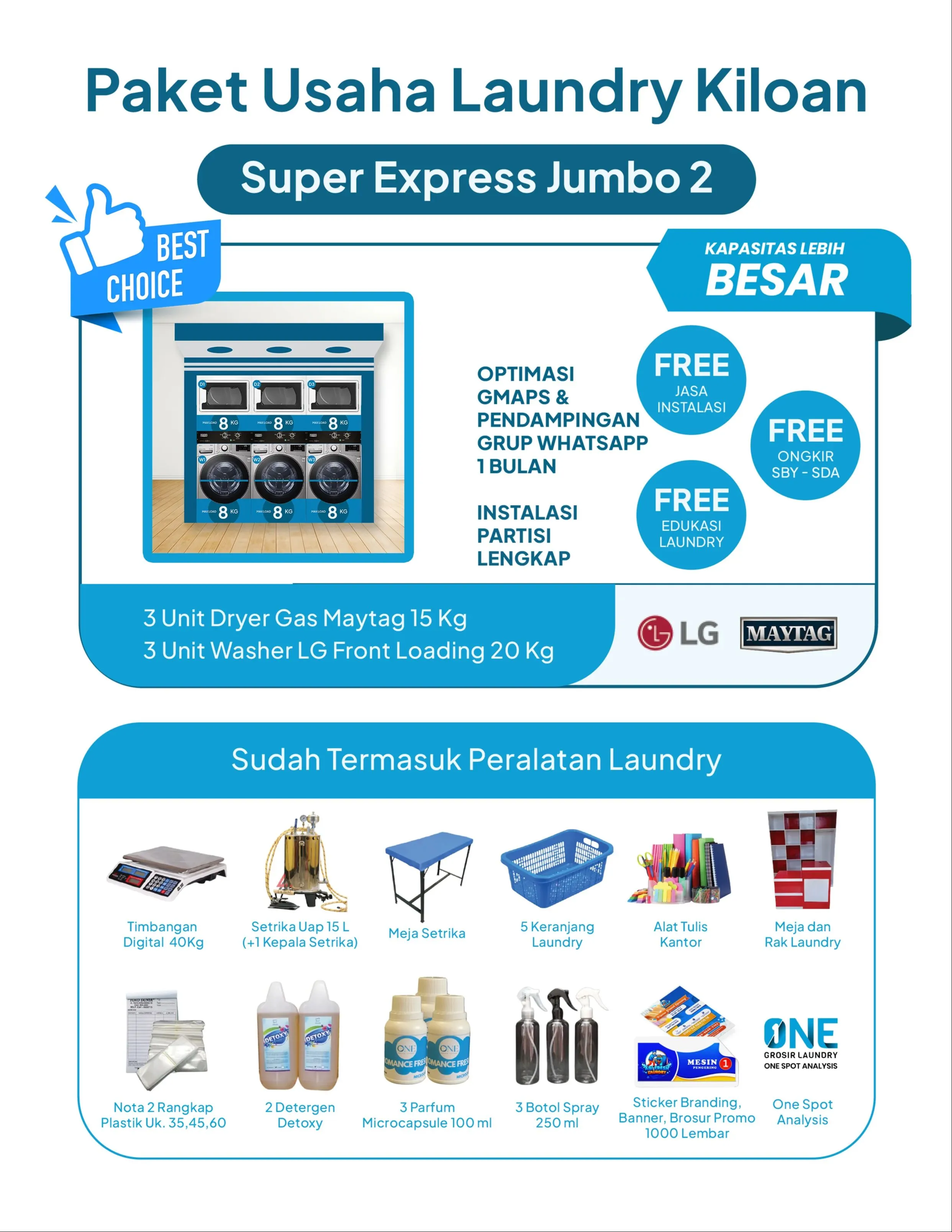 Paket Usaha Laundry Kiloan Kapasitas Besar