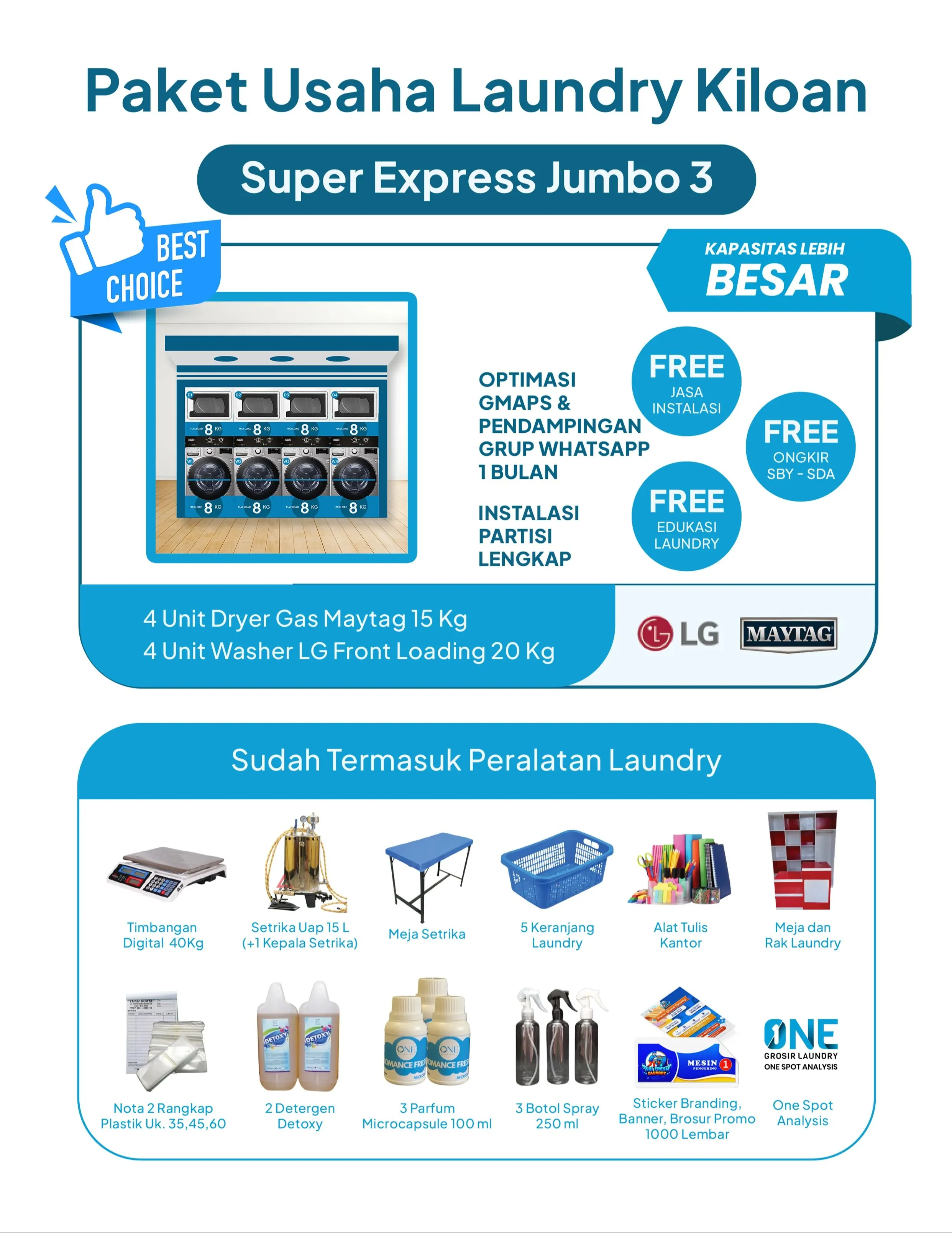 Paket  Usaha Laundry Kiloan Kapasitas Besar